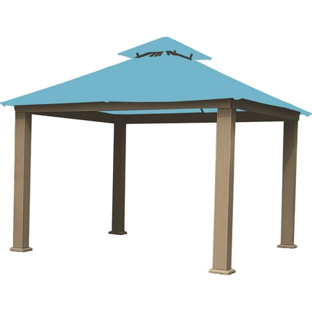ACACIA 12' x 12' Aluminum Frame with OutDura Soft Top Gazebo in Caribbean Blue