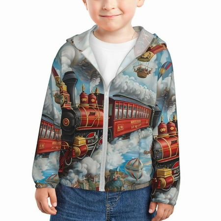 Qekee Red Train Hot Air Balloon Print UPF 50+ Kids Sun-Protective Hooded Long Sleeve Rash Guard for Fishing Water Beach Sports -4 Years
Qekee Red Train Hot Air Balloon Print UPF 50+ Kids Sun-Protective Hooded Long Sleeve Rash Guard for Fishing Water Beach Sports -4 Years