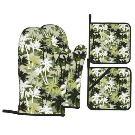 Oven Mitts and Pot Holders 4 Piece Tropical Jungle Camouflage High Heat Slip Resistant Oven Mitt and Trivets Set Kitchen Oven Glove Pot Holders for Cooking Baking Grilling 
Oven Mitts and Pot Holders 4 Piece Tropical Jungle Camouflage High Heat Slip Resistant Oven Mitt and Trivets Set Kitchen Oven Glove Pot Holders for Cooking Baking Grilling