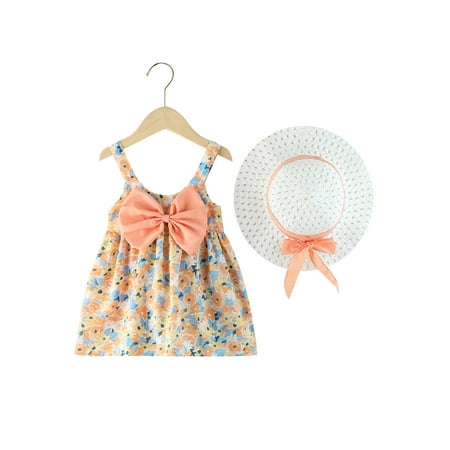Baby Girl Sleeveless Sling Dress with Hat Casual Floral Bowknot A-line Summer Princess Dress with Wide Brim Hat for Beach Holiday
Baby Girl Sleeveless Sling Dress with Hat Casual Floral Bowknot A-line Summer Princess Dress with Wide Brim Hat for Beach Holiday