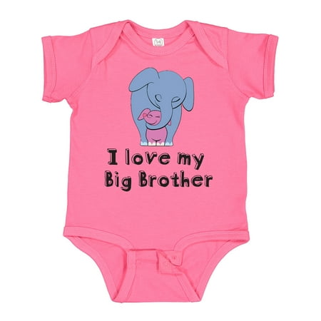Inktastic I Love My Big Brother Elephant Blue Pink Gift Baby Girl Bodysuit