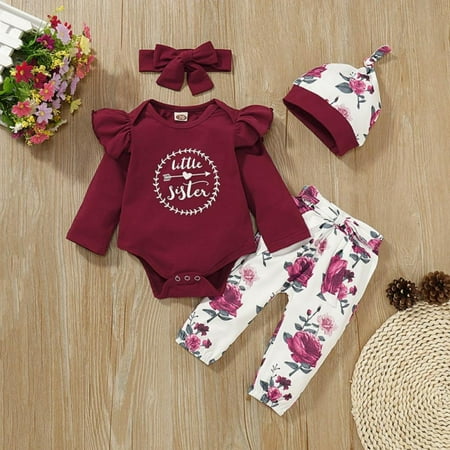 SYNPOS Newborn Baby Girl Clothes Outfit Ruffled Long Sleeve Floral Print Pants with Hat and Bow Headband for Girls Infant Clothing Set 0-3-Months
SYNPOS Newborn Baby Girl Clothes Outfit Ruffled Long Sleeve Floral Print Pants with Hat and Bow Headband for Girls Infant Clothing Set 0-3-Months