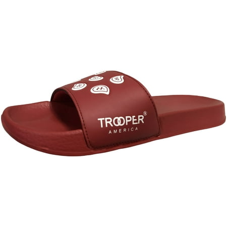 Trooper America Mens Bandana Paisley Slides Red/White 8 M US