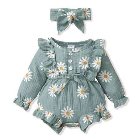 Infant & Baby Girls Daisy Ruffle Long Sleeve One-Piece Jumpsuit Clothes and Headband
Infant & Baby Girls Daisy Ruffle Long Sleeve One-Piece Jumpsuit Clothes and Headband