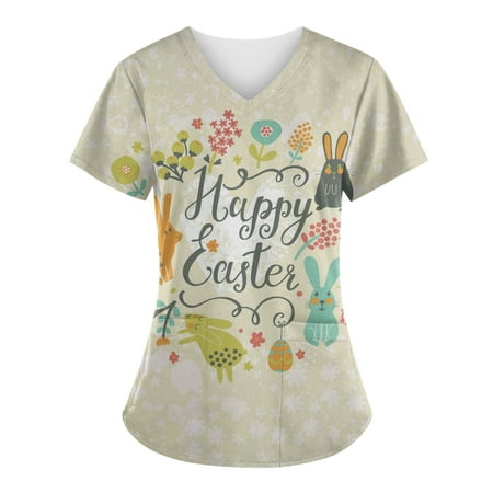 Women s Printed Scrub Tops Plus Size V-Neck Easter Bunny Pattern T Shirts Workwear Nurse Uniform Tee with Pockets
Women s Printed Scrub Tops Plus Size V-Neck Easter Bunny Pattern T Shirts Workwear Nurse Uniform Tee with Pockets
