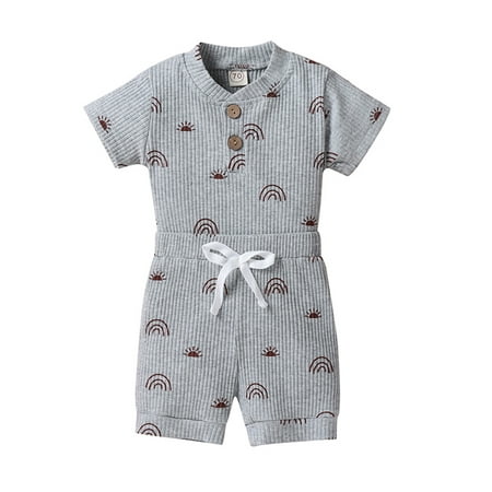 Frobukio Summer Kids Baby Boys Girls Clothes Sets 2Pcs Sun Rainbow Printed Short Sleeve Romper Tops Shorts Gray 18-24 Months
Frobukio Summer Kids Baby Boys Girls Clothes Sets 2Pcs Sun Rainbow Printed Short Sleeve Romper Tops Shorts Gray 18-24 Months