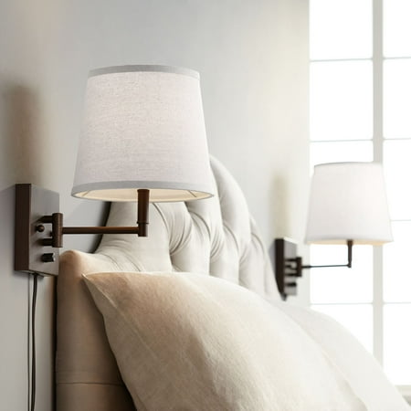 360 Lighting Lanett Painted Bronze Plug-In Swing Arm Wall Lamp Set of 2