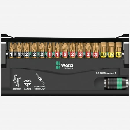Wera 05-057431-001 30-Piece Diamond Coated Screwdriver Bit Set w/ Storage Case
Wera 05-057431-001 30-Piece Diamond Coated Screwdriver Bit Set w/ Storage Case