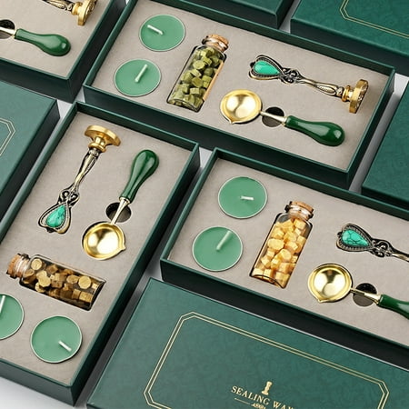 Wax Seal Stamp Set Seal Gift Set Set with Seal Wax Beads and Melting Spoon Green Candle Wax Seal Stamp for Letter Greeting Cards Plant Series
Wax Seal Stamp Set Seal Gift Set Set with Seal Wax Beads and Melting Spoon Green Candle Wax Seal Stamp for Letter Greeting Cards Plant Series