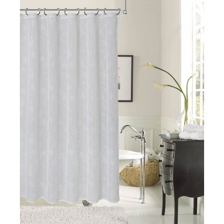 Dainty Home Embroidered Printed Fabric Shower Curtain