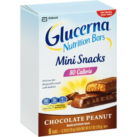 Glucerna Mini Treat Bars, To Help Manage Blood Sugar, Chocolate Peanut, 0.70 Oz, 6 Ct