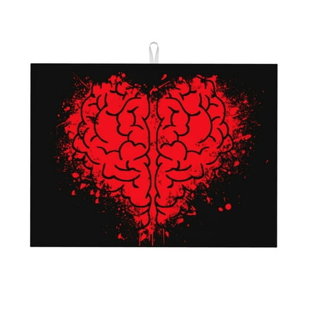 Textu Red Hearts Dish Drying Mat Absorbent Microfiber Dishes Drainer Mats for Kitchen Counter 24 x 18in