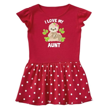 Inktastic Cute Sloth I Love My Aunt with Green Leaves Gift Toddler Girl Dress