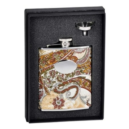 Floral Paisley Pattern 6 oz Flask Gift Set