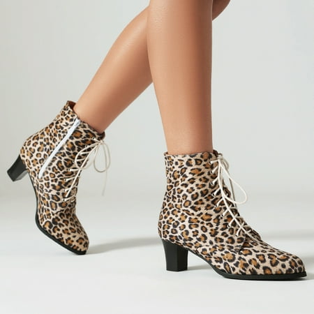 XDDST Large Size Women’s Boots Ankle-High Medium Heel Spring Women s Boots with Leopard Print Lace Up Short Boots Brown
XDDST Large Size Women’s Boots Ankle-High Medium Heel Spring Women s Boots with Leopard Print Lace Up Short Boots Brown