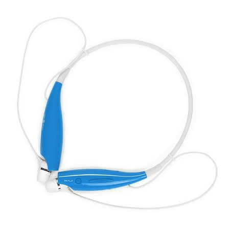 Behind the Neck Bluetooth Headset Speak - Blue & White