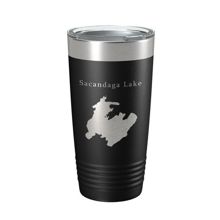 Sacandaga Lake Map Tumbler Travel Mug Insulated Laser Engraved Coffee Cup New York 20 oz Black