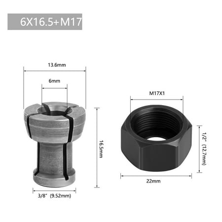 BAMILL M17 6/6.35/8mm Collet Chuck Adapter With Nut Engraving Trimming Machine Router
BAMILL M17 6/6.35/8mm Collet Chuck Adapter With Nut Engraving Trimming Machine Router