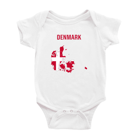 Denmark Map Flag Cute Baby Jumpsuits Newborn Clothes (White 6-12 Months)