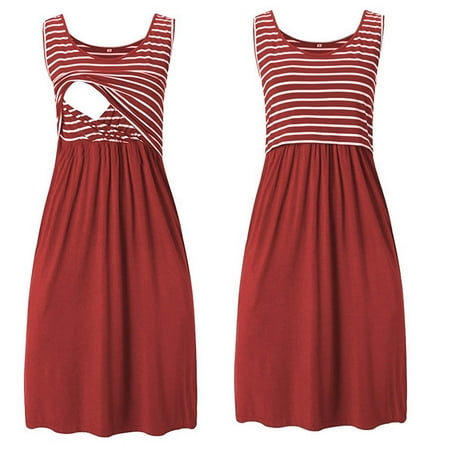 DAETIROS Stretch Breastfeeding Multi-function Summer Tunic Stripe Loose Soft Pregnant Women Dress Red
DAETIROS Stretch Breastfeeding Multi-function Summer Tunic Stripe Loose Soft Pregnant Women Dress Red