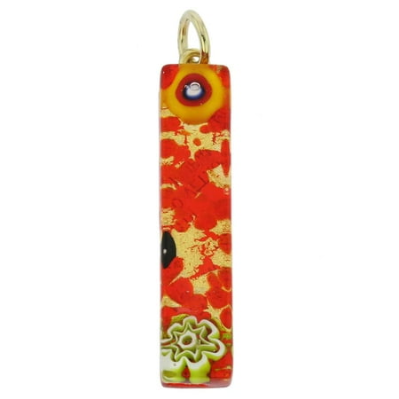 GlassOfVenice Murano Glass Venetian Reflections Stick Pendant - Red Gold