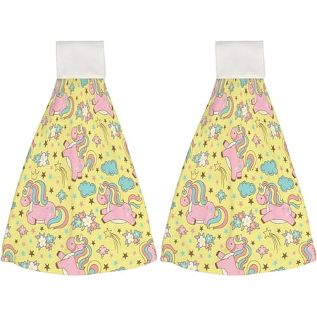 2 Pcs Hanging Towels Dish Towels Pink Unicorns Yellow Background Absorbent Hand Towels with Hanging Loop Washcloth for Bathroom Kitchen 
2 Pcs Hanging Towels Dish Towels Pink Unicorns Yellow Background Absorbent Hand Towels with Hanging Loop Washcloth for Bathroom Kitchen