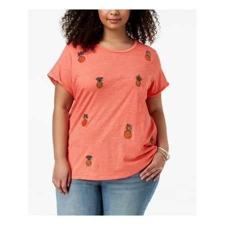 LUCKY BRAND Womens Coral Pineapples Embroidered Short Sleeve T-Shirt Top 2X Plus
LUCKY BRAND Womens Coral Pineapples Embroidered Short Sleeve T-Shirt Top 2X Plus