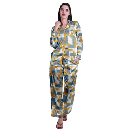 Moomaya Womens Pj Lounge Sets Long Sleeve Button Notch Collar Sleepwear