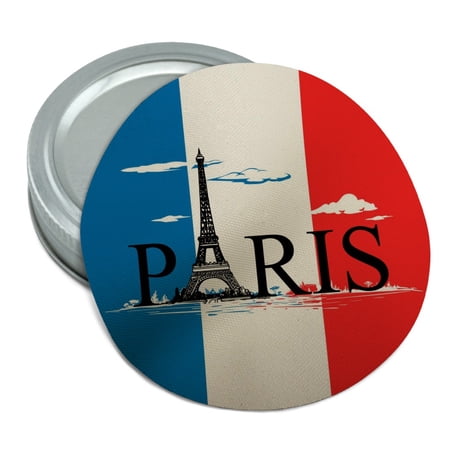 Paris France Eiffel Tower and Flag with Clouds Round Rubber Non-Slip Jar Gripper Lid Opener