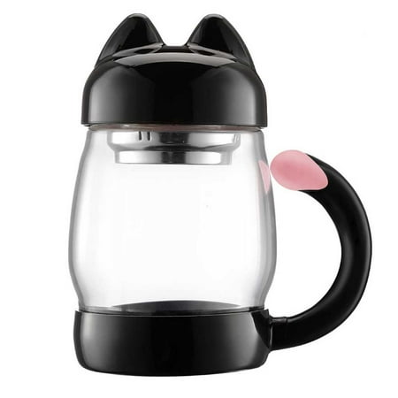 Cute Mug with Tea Strainer Portable Heat Resistant Glass Tea Cup Infuser with Lid - Black
Cute Mug with Tea Strainer Portable Heat Resistant Glass Tea Cup Infuser with Lid - Black