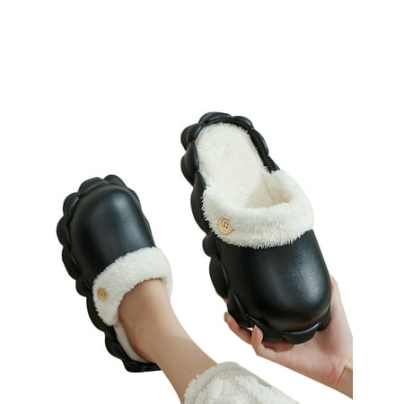 Zodanni Women Lightweght Warm House Slippers Casual Fluffy Plush Lined Clog Slip Reaistant Cozy Buttons Fuzzy Slipper Black 9.5-10
Zodanni Women Lightweght Warm House Slippers Casual Fluffy Plush Lined Clog Slip Reaistant Cozy Buttons Fuzzy Slipper Black 9.5-10