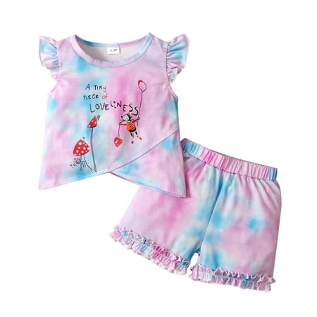 Kucnuzki 18 Months Toddler Girl Summer Outfits Shorts Sets 24 Months Fly Sleeve Tie Dye Sweet Carton Prints Cozy Tops Elastic Cozy Lace Trim Shorts 2PCS Set Purple
Kucnuzki 18 Months Toddler Girl Summer Outfits Shorts Sets 24 Months Fly Sleeve Tie Dye Sweet Carton Prints Cozy Tops Elastic Cozy Lace Trim Shorts 2PCS Set Purple