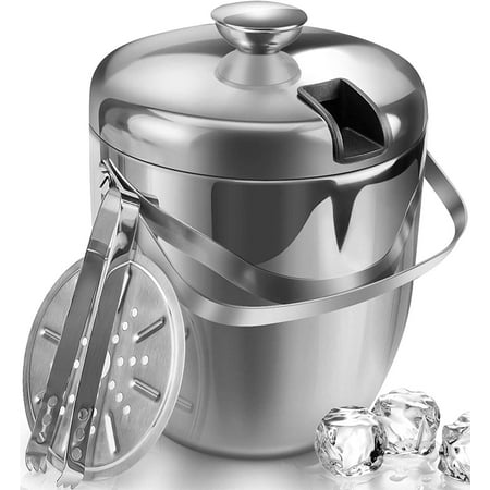 Ice Bucket Insulated with Tongs and Lids 3.4 Quarts for Parties and Bar Stainless Steel Double Wall with Strainer
Ice Bucket Insulated with Tongs and Lids 3.4 Quarts for Parties and Bar Stainless Steel Double Wall with Strainer