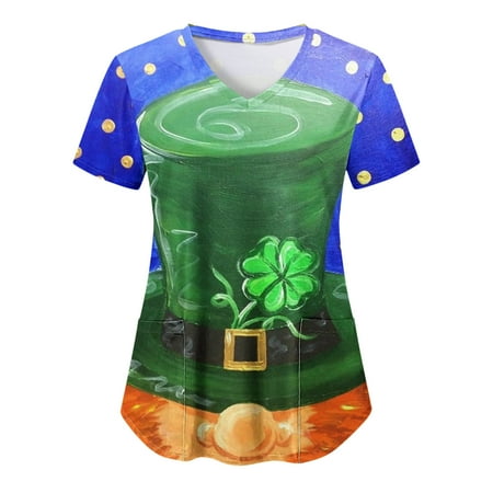 TAIAOJING Women Scrubs Top Casual V Neck Short Sleeve StPatricks Funny Print Pocket Working Clothes Top
TAIAOJING Women Scrubs Top Casual V Neck Short Sleeve StPatricks Funny Print Pocket Working Clothes Top