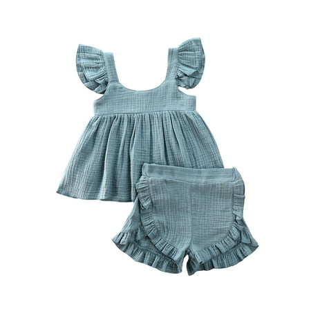 Summer Toddler Baby Girls Kids Solid Color Fly Sleeve Ruffle Top Shorts 2pcs Set Outfits
Summer Toddler Baby Girls Kids Solid Color Fly Sleeve Ruffle Top Shorts 2pcs Set Outfits