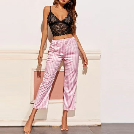 Mrat Pajama Sets 2 Piece Pajama Lounge Set Ladies Fashion Lace Striped Lingerie Satin Comfortable Pajama Set Pajamas Set Female Sleepwear
Mrat Pajama Sets 2 Piece Pajama Lounge Set Ladies Fashion Lace Striped Lingerie Satin Comfortable Pajama Set Pajamas Set Female Sleepwear