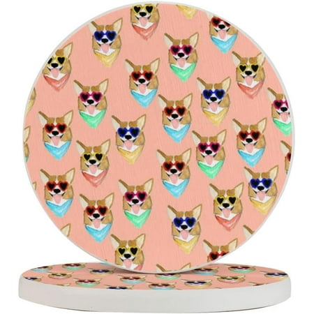 Set of 2 Round Coasters Colorful-Corgi-Love-Sunglass for Drinks 4 Inch Ceramic Cups Place Mats Home Decor
Set of 2 Round Coasters Colorful-Corgi-Love-Sunglass for Drinks 4 Inch Ceramic Cups Place Mats Home Decor
