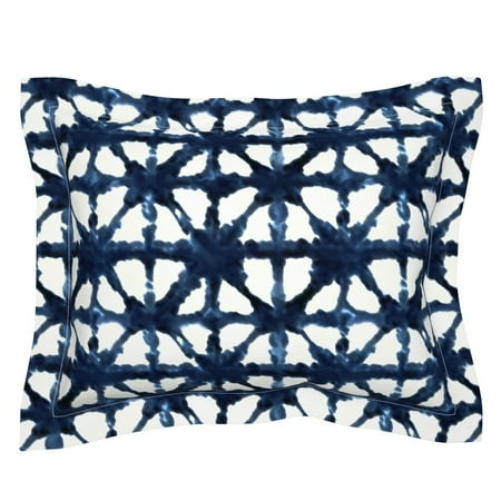 Indigo Shibori Dye Tie Triangle Blues Boho Pillow Sham by Roostery
