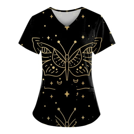 Pockets Scrubs Top for Women Professionals Working Uniform Short Sleeve V Neck Nursing Scrubs Holiday Casual T Shirt Black 4XL
Pockets Scrubs Top for Women Professionals Working Uniform Short Sleeve V Neck Nursing Scrubs Holiday Casual T Shirt Black 4XL