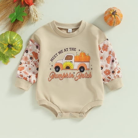Lamuusaa Baby Girls Casual Crew Neck Romper Long Sleeve Letter Floral Pumpkin Print Halloween Clothes
Lamuusaa Baby Girls Casual Crew Neck Romper Long Sleeve Letter Floral Pumpkin Print Halloween Clothes