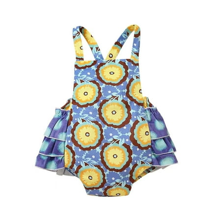 Sunisery Infant Baby Girls Summer Jumpsuit Flower Print Sleeveless Square-Neck Side Multi-Layer Ruffles A-Line Romper Blue 3-6 Months
Sunisery Infant Baby Girls Summer Jumpsuit Flower Print Sleeveless Square-Neck Side Multi-Layer Ruffles A-Line Romper Blue 3-6 Months