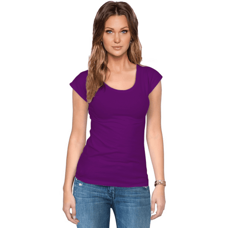 Women's Everyday Basic Cotton Short Sleeve Scoop Neck Tee Shirt