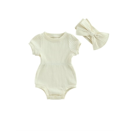 SUNSIOM Newborn Baby Girls Knitted Romper Solid Short Sleeve Bodysuit Oneise Top with Headband Casual Summer Outfit 2Pcs Jumpsuit Set
SUNSIOM Newborn Baby Girls Knitted Romper Solid Short Sleeve Bodysuit Oneise Top with Headband Casual Summer Outfit 2Pcs Jumpsuit Set