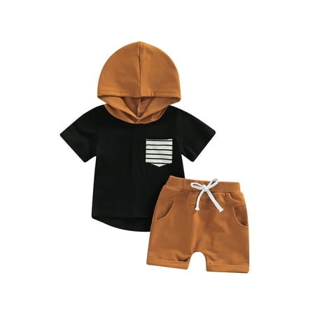 Toddler Baby Boys Summer Outfits Stripe Short Sleeve Shirt Hooded Pullover Top Elastic Waist Drawstring Shorts
Toddler Baby Boys Summer Outfits Stripe Short Sleeve Shirt Hooded Pullover Top Elastic Waist Drawstring Shorts