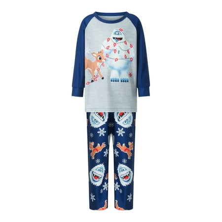 Ma&Baby Christmas Family Matching Pajamas Elk Snowman Print Sleepwear Parent-child Two-piece Pajamas Loungewear