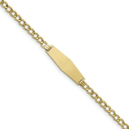 14k Yellow Gold Curb Link 6.75mm Soft Id Bracelet 7 Inch Fine Jewelry For Women Gift Set