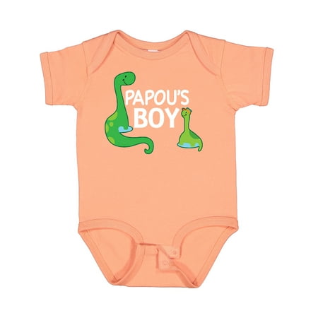Inktastic Papou s Boy Grandson Dinosaur Gift Baby Boy Bodysuit