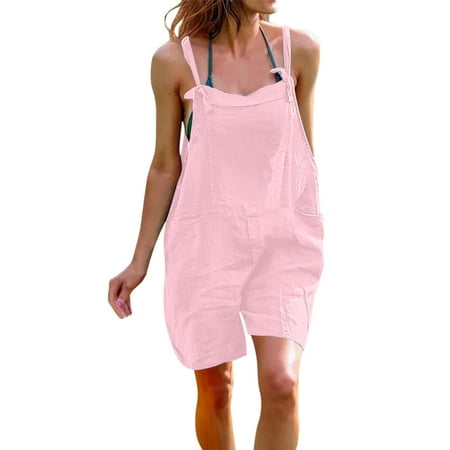 Egmy Womens Summer Casual Sleeveless Spaghetti Strap Jumpsuits Loose Stretchy Short Romper With Pockets
Egmy Womens Summer Casual Sleeveless Spaghetti Strap Jumpsuits Loose Stretchy Short Romper With Pockets