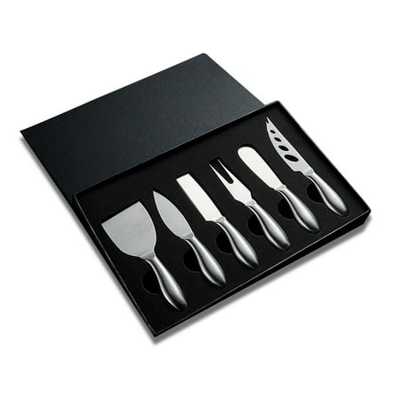 

6 Pieces Cheese Scrapers Set Complete Stainless Steel Hollow Handle Fork Butter Pizza Spreader Baking Tool Silver