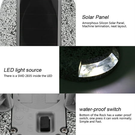 Cergrey Solar Rock Light Solar Lawn Rock Light 6Pcs Solar Powered LED Spot Lamp Outdoor Rock Lamp For Courtyard Pavements